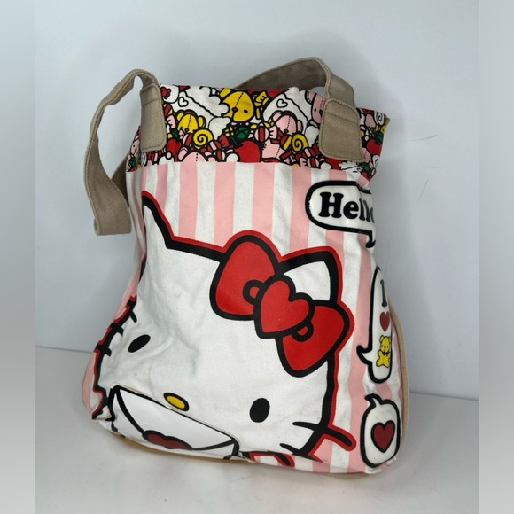 Hello Kitty Loungefly Tote Canvas Faux Leather Open Top Bag VINTAGE - Picture 12 of 12